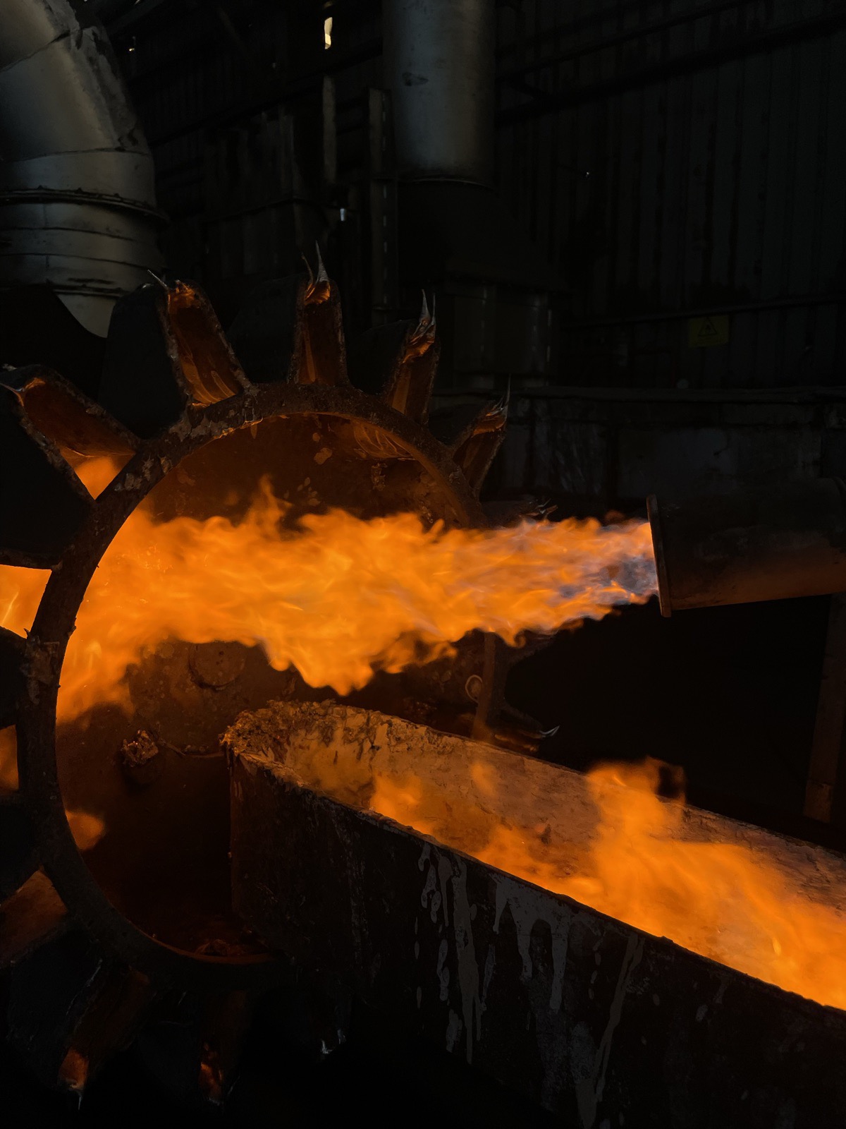 Furnace flames during smelting